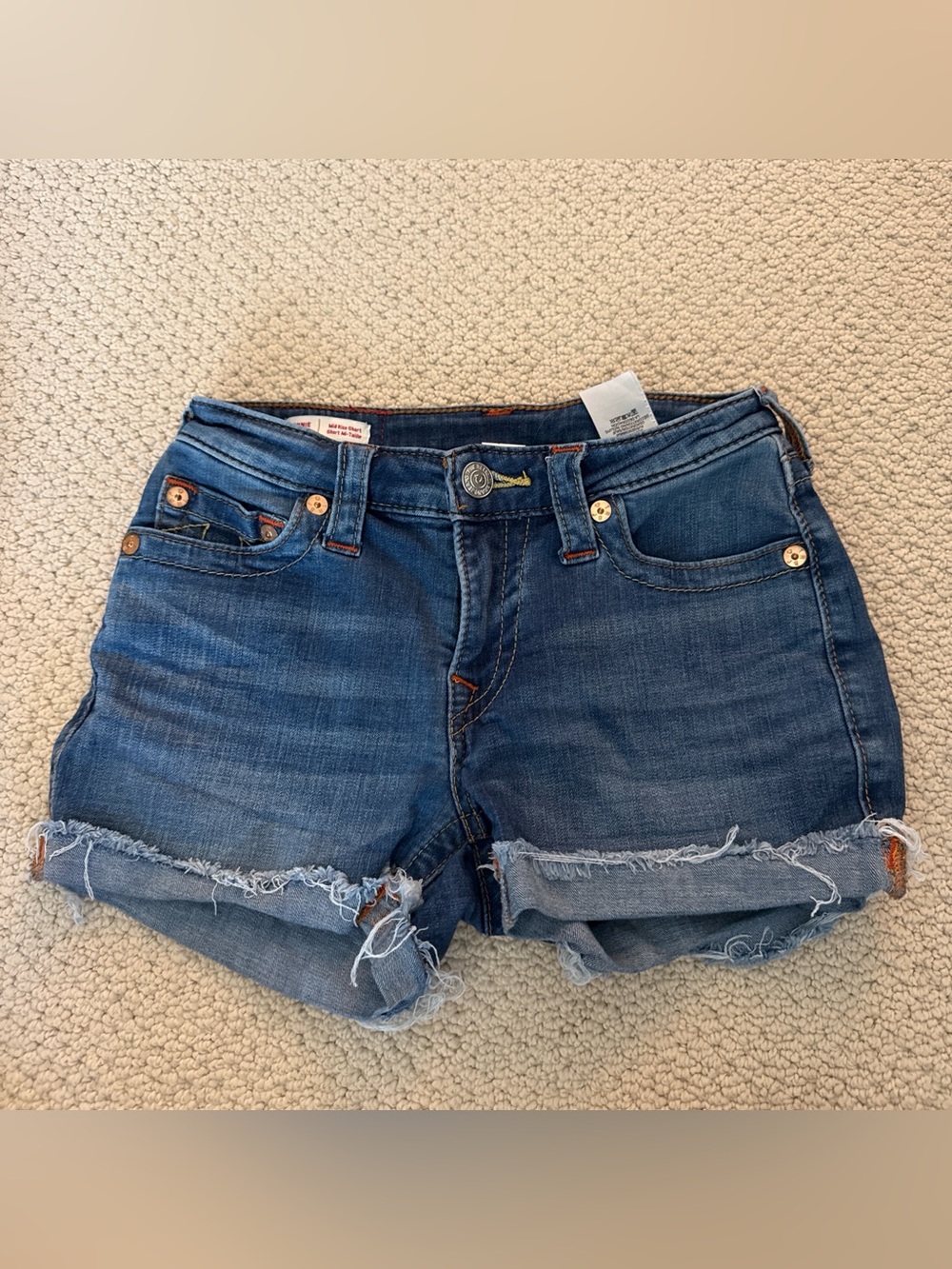 True Religion Blue Denim Cutoff Shorts
